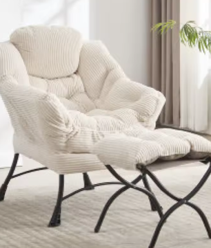 Moderne Lounge Luie Stoel met Armleuningen en Voetensteun – Gestoffeerde Fauteuil