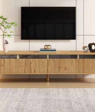 Modern houten tv-meubel 178 cm – Minimalistisch design met 4 lades en kabelbeheer