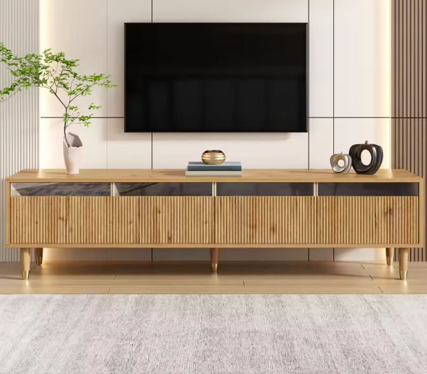 Modern houten tv-meubel 178 cm – Minimalistisch design met 4 lades en kabelbeheer