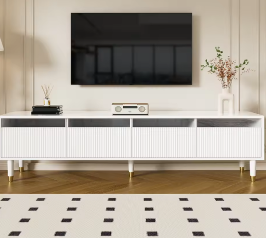 Modern houten tv-meubel 178 cm – Minimalistisch design met 4 lades en kabelbeheer