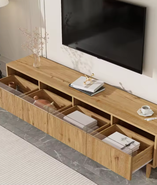 Modern houten tv-meubel 178 cm – Minimalistisch design met 4 lades en kabelbeheer