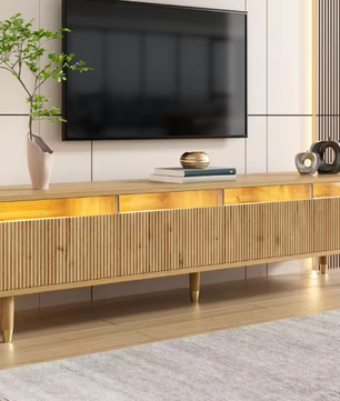 Modern houten tv-meubel 178 cm – Minimalistisch design met 4 lades en kabelbeheer