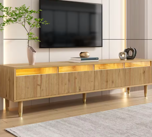 Modern houten tv-meubel 178 cm – Minimalistisch design met 4 lades en kabelbeheer