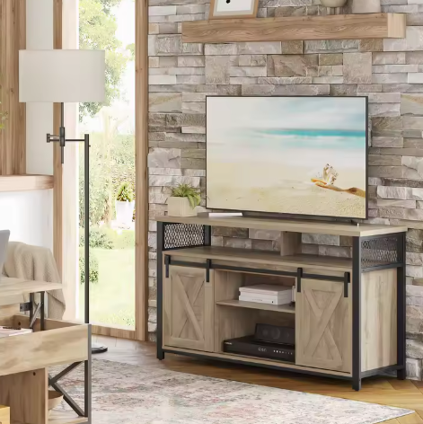 TV-Meubel met 2 Schuifdeuren & Open Planken – Geschikt voor TV’s tot 152 cm