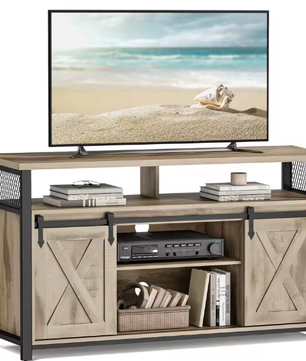 TV-Meubel met 2 Schuifdeuren & Open Planken – Geschikt voor TV’s tot 152 cm