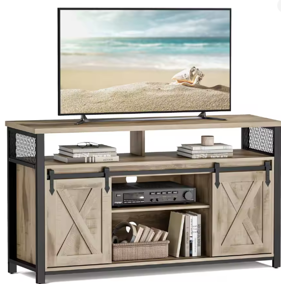 TV-Meubel met 2 Schuifdeuren & Open Planken – Geschikt voor TV’s tot 152 cm