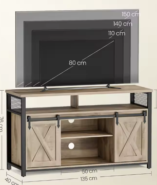 TV-Meubel met 2 Schuifdeuren & Open Planken – Geschikt voor TV’s tot 152 cm