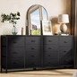 63" Zwart Dressoir TV-Meubel met 14 Lades & Stopcontacten