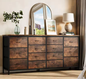 63" Zwart Dressoir TV-Meubel met 14 Lades & Stopcontacten