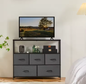 TV-standaard met 5 Stoffen Lades – Opbergkast voor Slaapkamer en Woonkamer