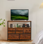 TV-standaard met 5 Stoffen Lades – Opbergkast voor Slaapkamer en Woonkamer