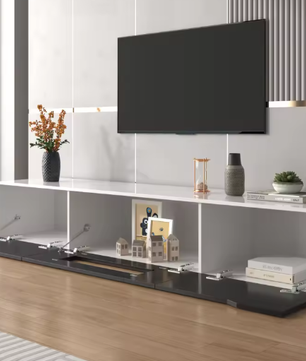 TV-meubel 180 cm met LED-verlichting – Hoogglans Lowboard met 3 Deuren