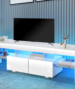 Modern Wit 160 cm TV-meubel – Hoogglans TV-standaard met RGB LED-verlichting
