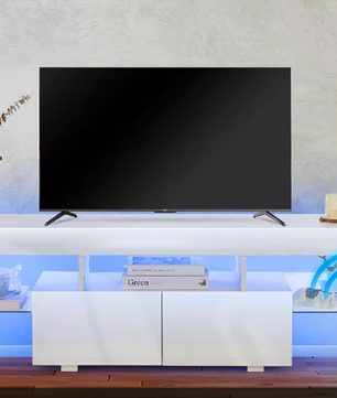 Modern Wit 160 cm TV-meubel – Hoogglans TV-standaard met RGB LED-verlichting