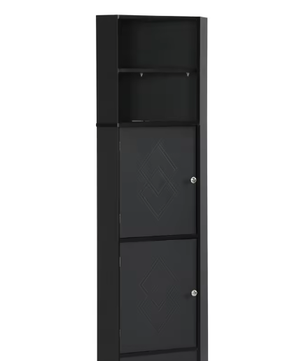 Badkamer Hoekkast 36,5x36,5x155 cm – Modern Zwart Opbergmeubel