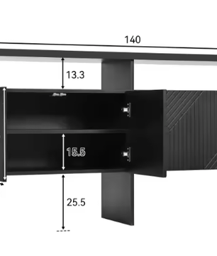 Kast Dressoir 140x75x35 cm – Opbergkast met 4 Deuren & 2 Open Vakken