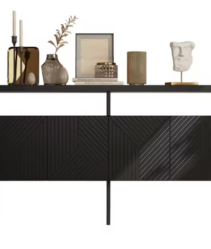 Kast Dressoir 140x75x35 cm – Opbergkast met 4 Deuren & 2 Open Vakken