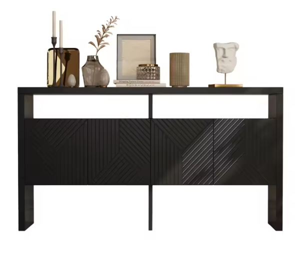 Kast Dressoir 140x75x35 cm – Opbergkast met 4 Deuren & 2 Open Vakken