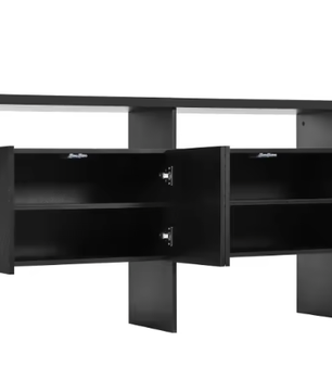 Kast Dressoir 140x75x35 cm – Opbergkast met 4 Deuren & 2 Open Vakken