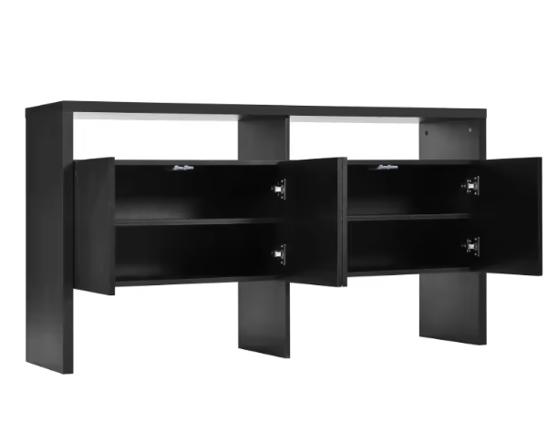 Kast Dressoir 140x75x35 cm – Opbergkast met 4 Deuren & 2 Open Vakken