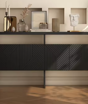 Kast Dressoir 140x75x35 cm – Opbergkast met 4 Deuren & 2 Open Vakken