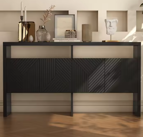 Kast Dressoir 140x75x35 cm – Opbergkast met 4 Deuren & 2 Open Vakken