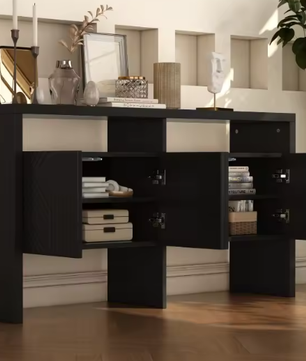 Kast Dressoir 140x75x35 cm – Opbergkast met 4 Deuren & 2 Open Vakken