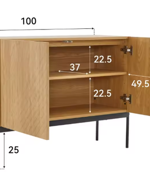Stijlvol Modern Dressoir met 2 Deuren en 3 Lades, Metalen Poten, TV-Meubel en Buffetkast voor Woonkamer en Eetkamer – H75 x B140 x D40 cm