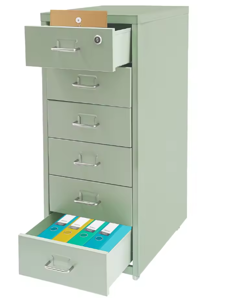 Afsluitbare Rollende Metalen Archiefkast – 6 Lades met Wielen voor Thuiskantoor