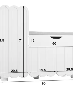 Moderne Schoenenkast met Zitkussen – 3 Deuren, Lade en Opbergruimte 90×35×74,5 cm