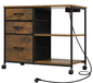 Metalen Archiefkast met Laadstation – 3 Stoffen Lades en Wielen 80×66×40 cm