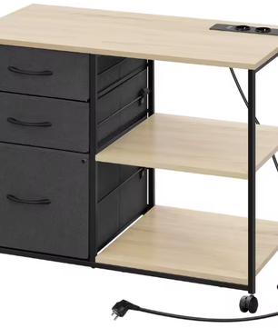 Metalen Archiefkast met Laadstation – 3 Stoffen Lades en Wielen 80×66×40 cm