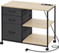 Metalen Archiefkast met Laadstation – 3 Stoffen Lades en Wielen 80×66×40 cm