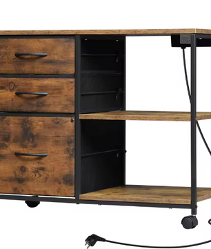 Metalen Archiefkast met Laadstation – 3 Stoffen Lades en Wielen 80×66×40 cm