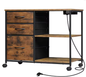 Metalen Archiefkast met Laadstation – 3 Stoffen Lades en Wielen 80×66×40 cm