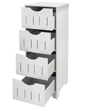 Witte Kolom Badkamerkast – 4-Laags Lade Opbergkast 30×30×82 cm