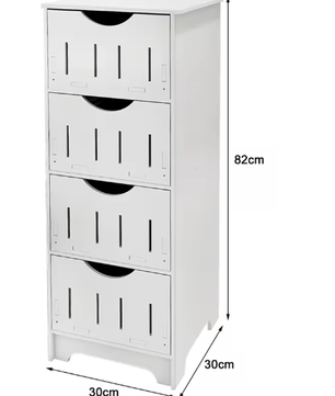 Witte Kolom Badkamerkast – 4-Laags Lade Opbergkast 30×30×82 cm