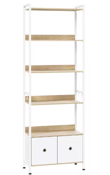 Vloerstaande Boekenkast – 5 Planken Metalen Frame Opbergorganisator