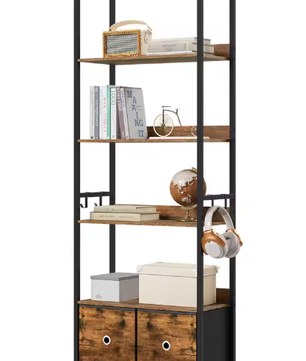 Vloerstaande Boekenkast – 5 Planken Metalen Frame Opbergorganisator