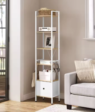 Vloerstaande Boekenkast – 5 Planken Metalen Frame Opbergorganisator