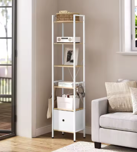 Vloerstaande Boekenkast – 5 Planken Metalen Frame Opbergorganisator