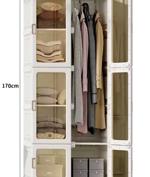 Draagbare Kledingkast 590L – Opbergkast Wit 69x50x170cm