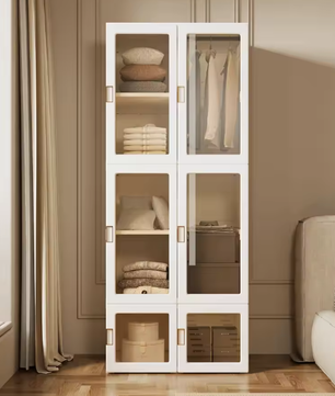 Draagbare Kledingkast 590L – Opbergkast Wit 69x50x170cm