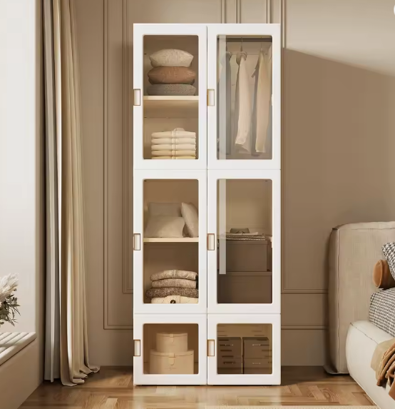 Draagbare Kledingkast 590L – Opbergkast Wit 69x50x170cm