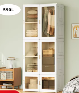 Draagbare Kledingkast 590L – Opbergkast Wit 69x50x170cm