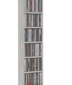 Moderne Betongrijze Cd Kast met 6 Open Vakken – Stijlvolle Media & Boekenkast