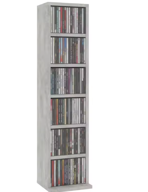 Moderne Betongrijze Cd Kast met 6 Open Vakken – Stijlvolle Media & Boekenkast