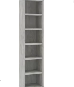 Moderne Betongrijze Cd Kast met 6 Open Vakken – Stijlvolle Media & Boekenkast