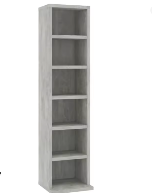 Moderne Betongrijze Cd Kast met 6 Open Vakken – Stijlvolle Media & Boekenkast
