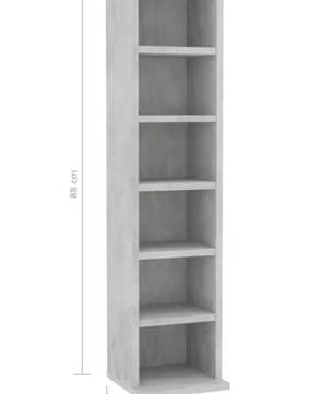 Moderne Betongrijze Cd Kast met 6 Open Vakken – Stijlvolle Media & Boekenkast